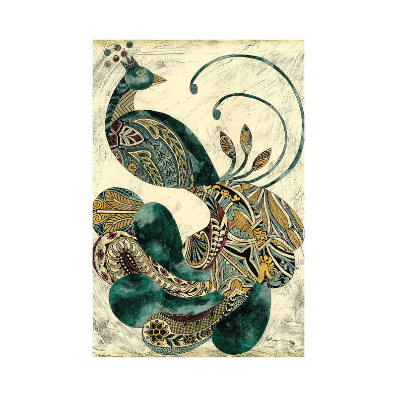 Royal Peacock I - Giclée sur toile tendue avec châssis, H 18 po x l 12 po