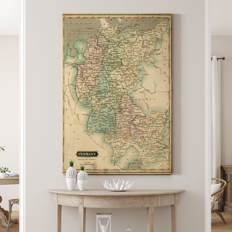 Thomson, carte de l'Allemagne - reproduction sur toile, H 12 po x l 8 po x P 1 po