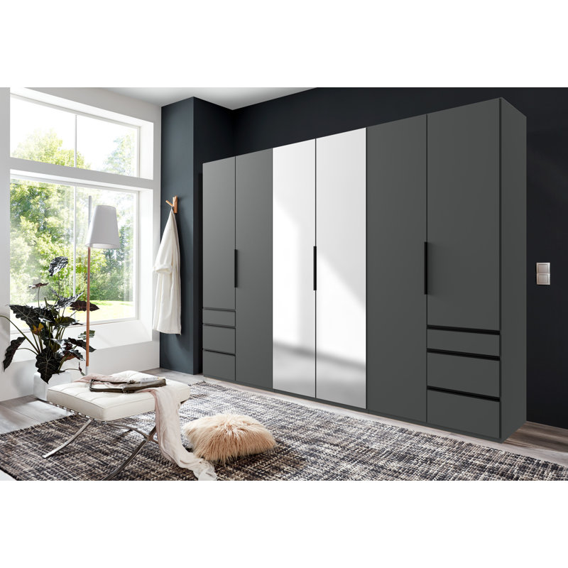 Guardino 6 Door Wardrobe, 236cm H x 300cm W x 58cm D, Graphite