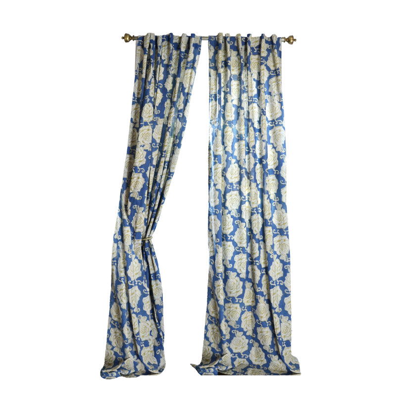 Rideau à motif floral, panneau de fenêtre bohème, L 44 po x L 84 po