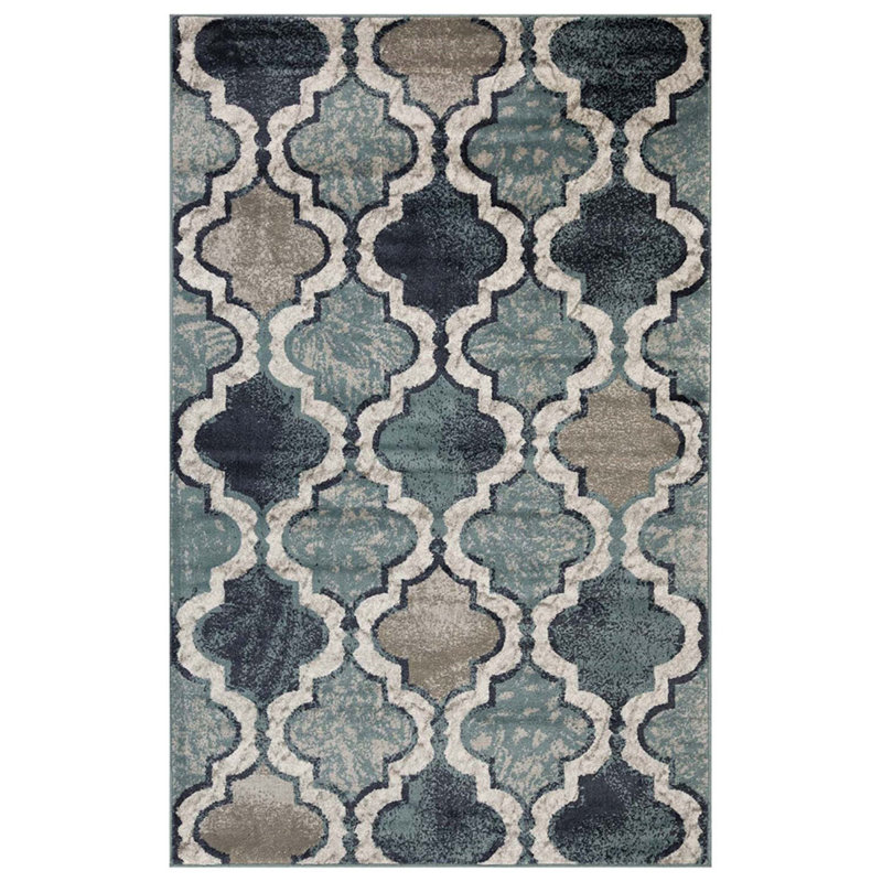 Tapis tissé à la machine Deep Royal Quatrefoil, Rectangle 4pi x 6 pi