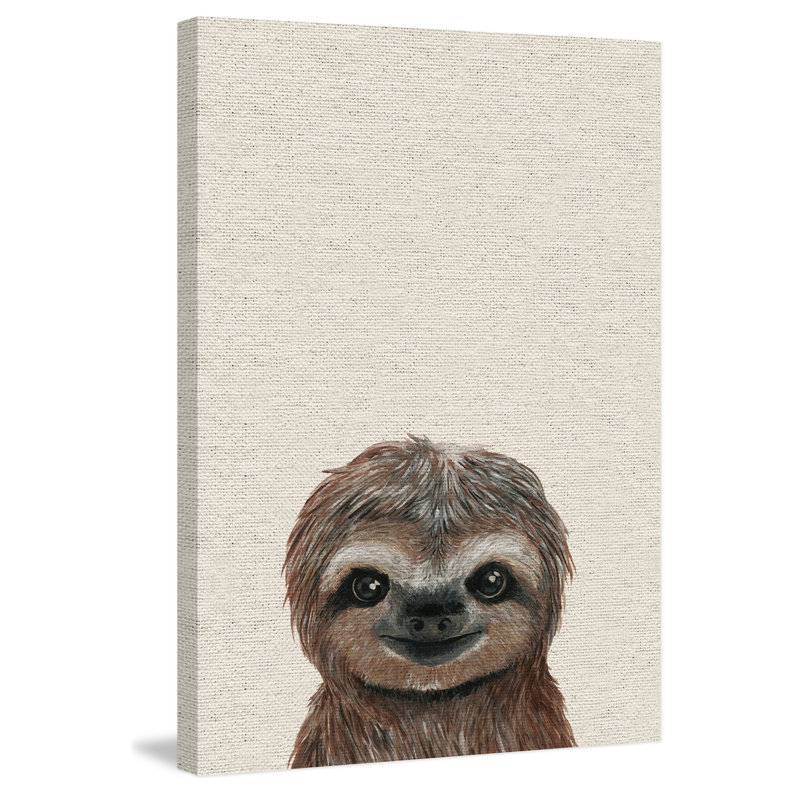 Cheerful Sloth III - Painting on Canvas, 61cm H x 41cm W