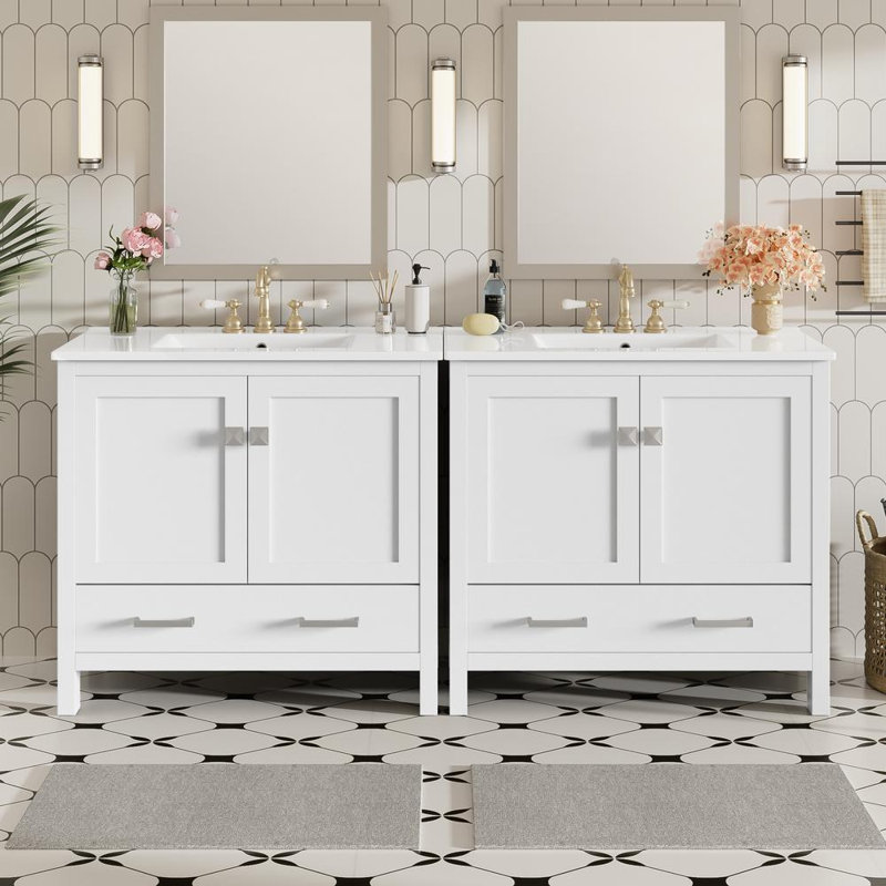 Bathroom Vanity with Ceramic Top, White