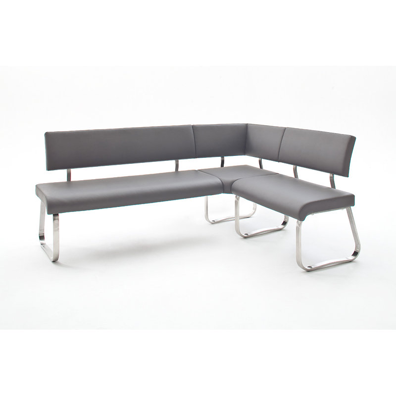 Arco Variation Genuine Leather Upholstered Bench, Light Grey