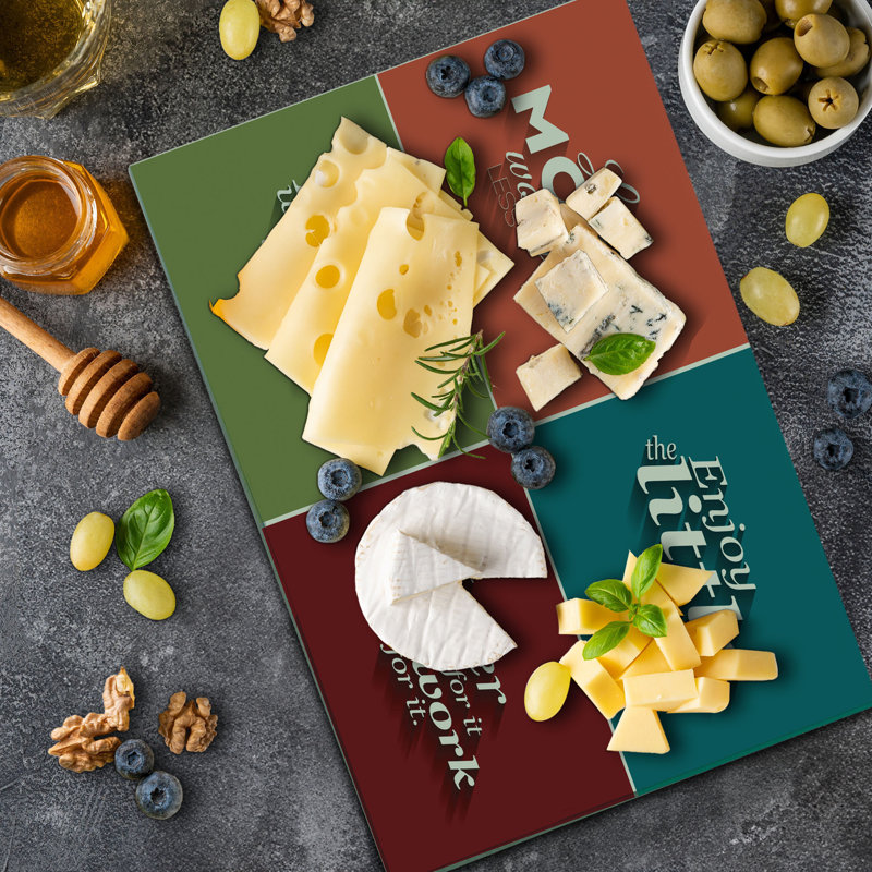 Ambesonne Saying Cutting Board Large Size Love More Worry Less Multicolor