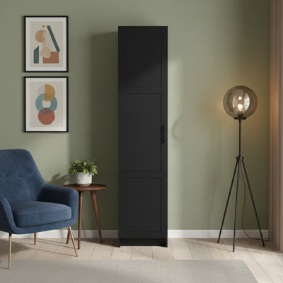 Tall Narrow Storage Cabinet With 3 Adjustable Shelves, Single Door, And Space-Saving Design For Small Spaces In Living Room, Kitchen, Laundry, And Bedroom
