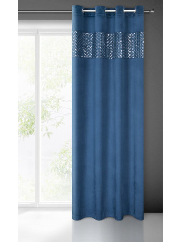 Smethwick 100% Polyester Blackout Curtain Single Panel, Blue