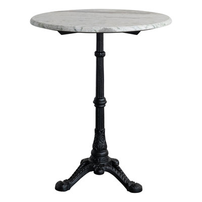 Round Marble Bistro Table with Cast Metal Base