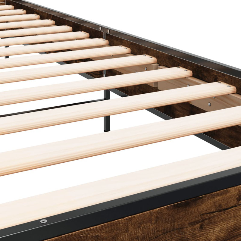 Paza Bed, European Single (90 x 200cm), Smoked Oak