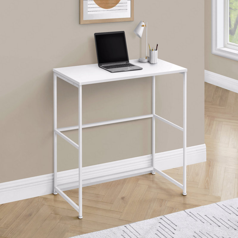 Bureau d'ordinateur, bureau personnel, ordinateur portable, installation à gauche, à droite, tiroirs de rangement, L 40 po, travail, stratifié blanc, métal blanc, contemporain, moderne