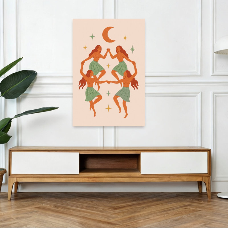 Themoonsistersno02 Abstract Contemporary Landscape Nature Wall Art Print 1 Piece Wrapped Canvas Wall Art