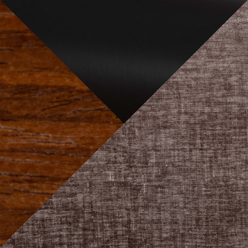 Ensemble de 2 tabourets de bar Mid-Century avec siège en tissu - Chaises de comptoir à hauteur fixe avec pieds en bois de noyer et repose-pieds noir