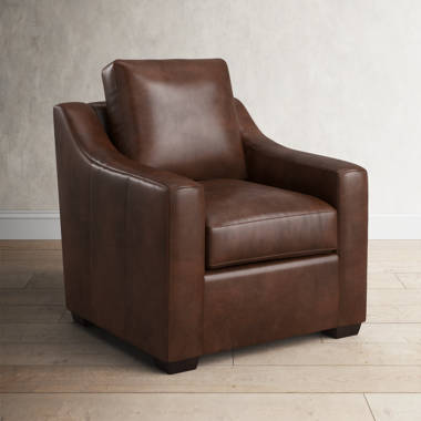 Daryon Leather Club Accent Chair - Luxurious Comfort, Goose Feather Cushion Filling, Square Arm Design Latitude Run