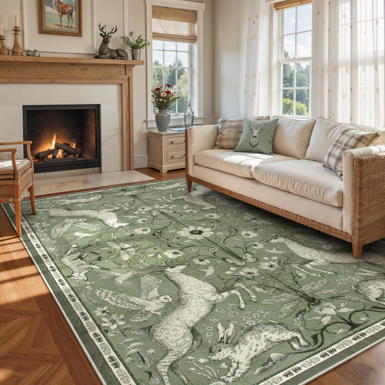 Goldene Boho Animal Washable Living Room Area Rugs, Soft Rugs for Bedroom, Boho Non Slip Carpet