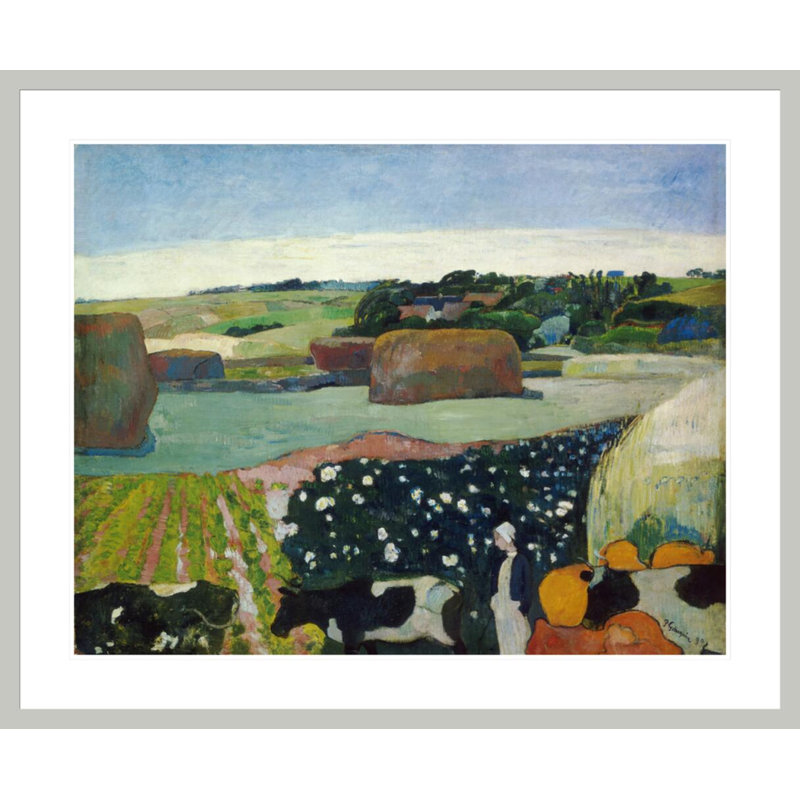 Bottes de foin en Bretagne par Paul Gauguin - Estampe numérique encadrée, H 33,5 po x l 40,73 po