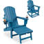 Folding Adirondack Rocking Chair, Ottoman, Dual Cup Holders for Porch-880235770