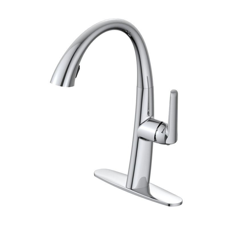 Robinet de cuisine escamotable avec douchette à double fonction, pivotant à 360 ° et cartouche en céramique - Conception sans plomb facile à installer pour évier (CP / BN / B9 / BG)