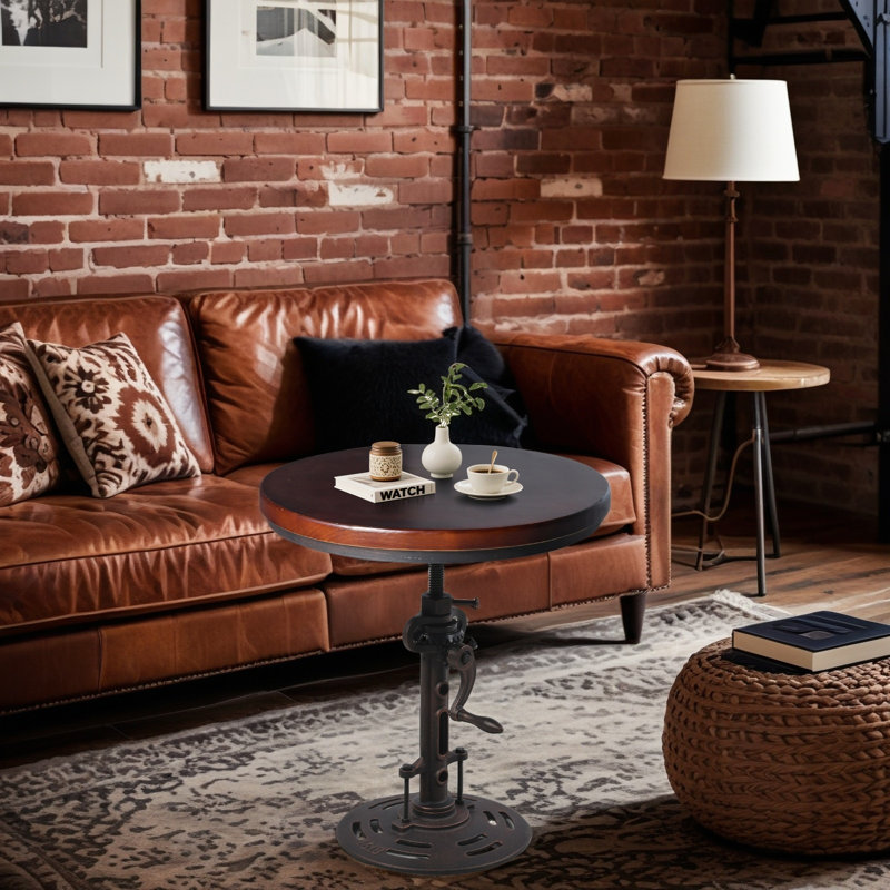 Table de bout Vintage, Brun foncé / cuivre