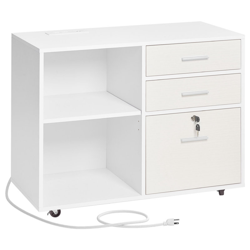 Classeur mobile 3 tiroirs en bois avec bande lumineuse