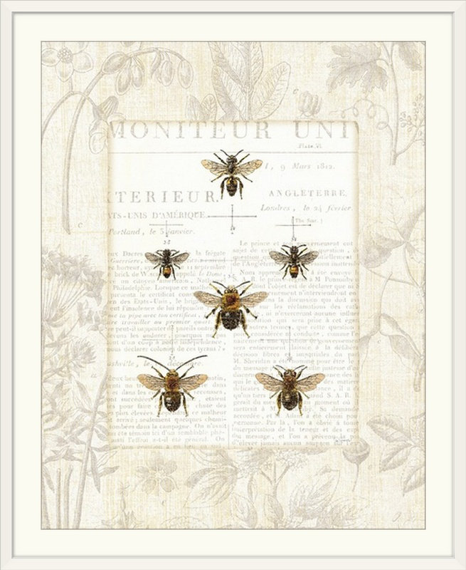 « abeille botanique » par sue schlabach, impression, H 30 po x l 24 po x P 1,5 po, Toile