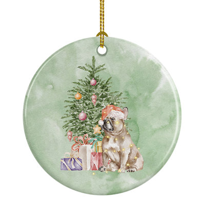 Ornement suspendu de Noël bouledogue français fauve de Noël