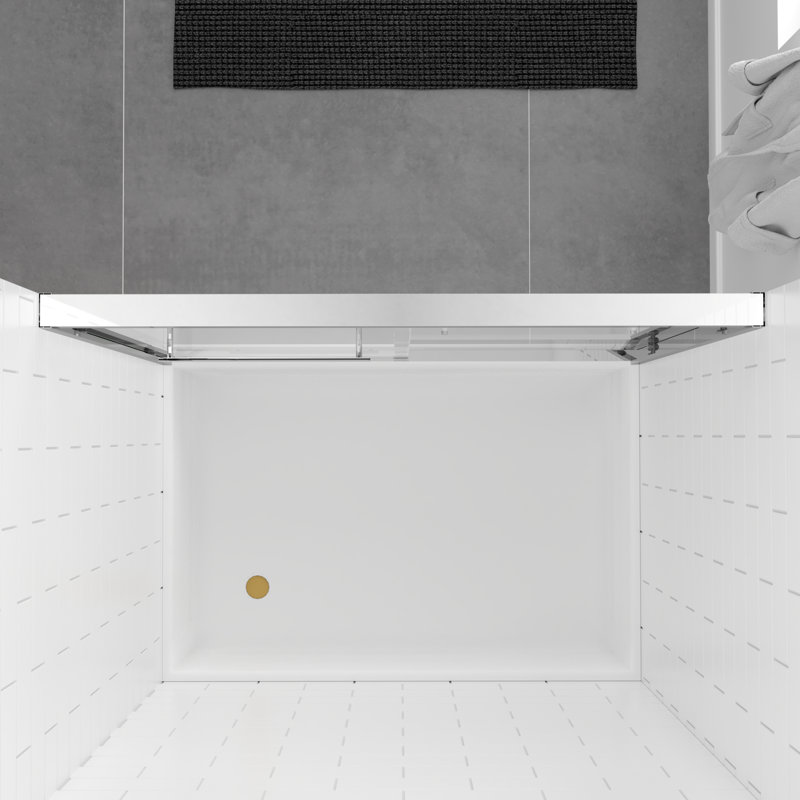 56-60" W x 58" H Aluminum Framed Double Sliding Bath Tub Door with Premium 1/4" (6mm) Clear Tempered Glass, Polished Chrome