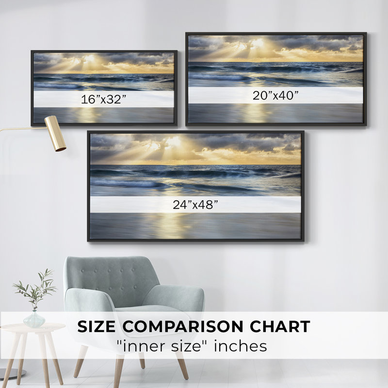 Cloudscape Shore - Toile tendue avec châssis encadré - Prêt à accrocher, Noir, H 21 po x l 41 po