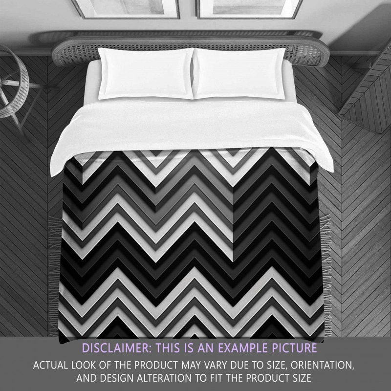 Checkered Comforter, King Comforter, Black/Silver Chevron