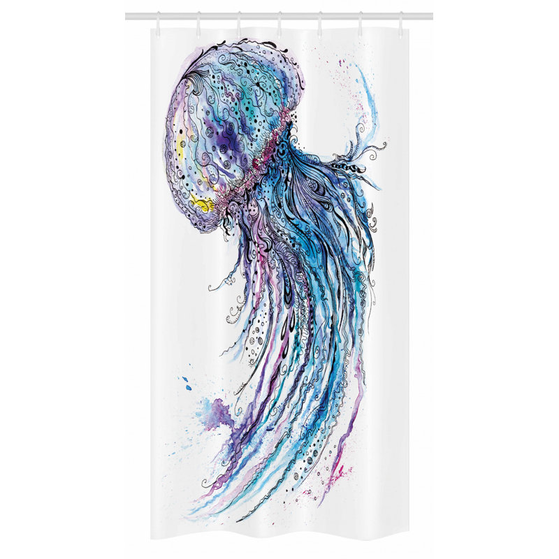 Rideau de douche simple mixte et crochets, H 72 po x l 36 po
