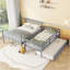 Twin Over Full Rubber Wood Bunk Bed With Trundle, Convertible Ladder And Guardrail-828621471