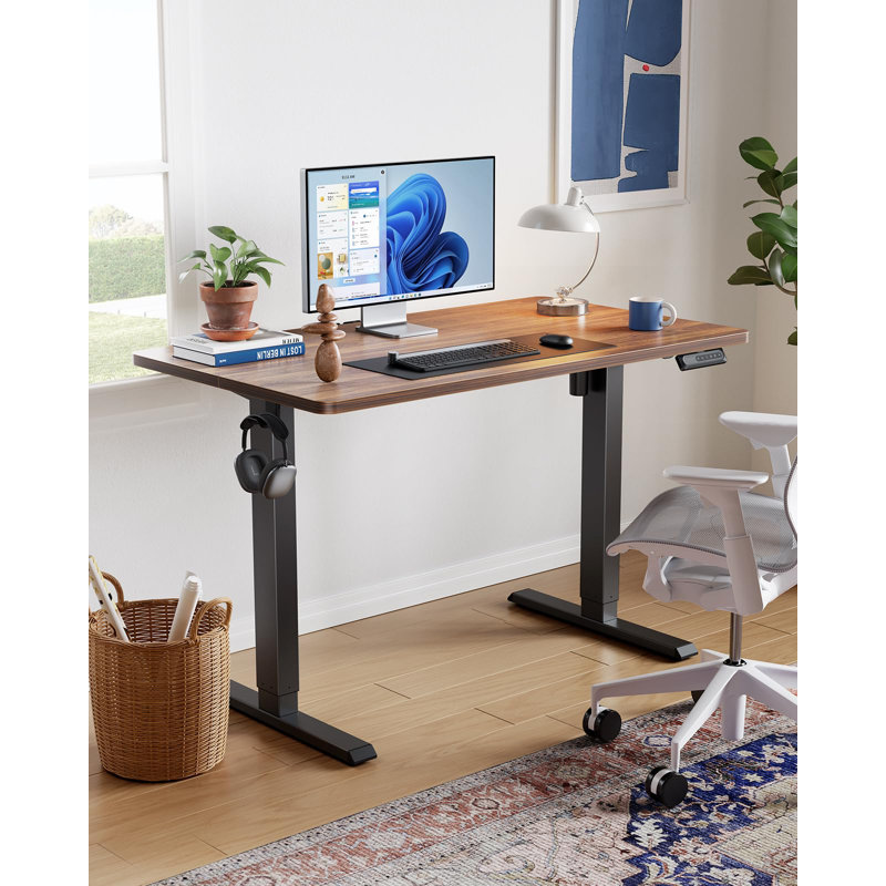 Standing Desk，Adjustable Height Of The Lifting Desk, 46.5" H x 47.2" W x 23.6" D, Tan/Black
