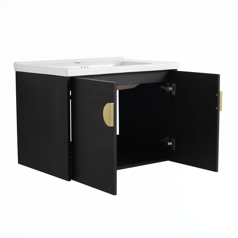 Meuble-lavabo à fermeture en douceur avec lavabo