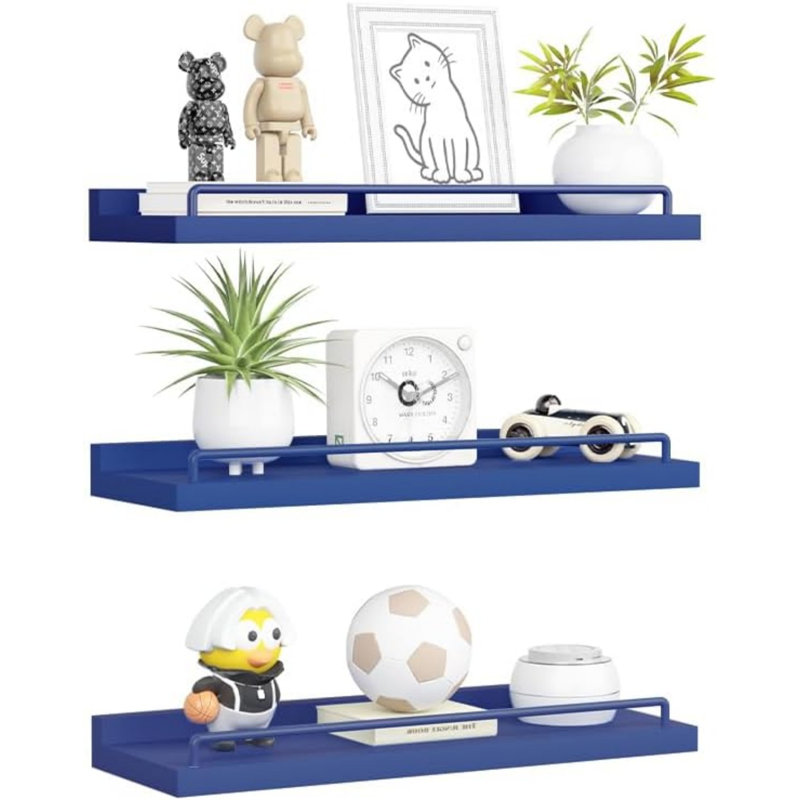 Talissa 3 Piece Wood Floating Shelf, Dark Blue