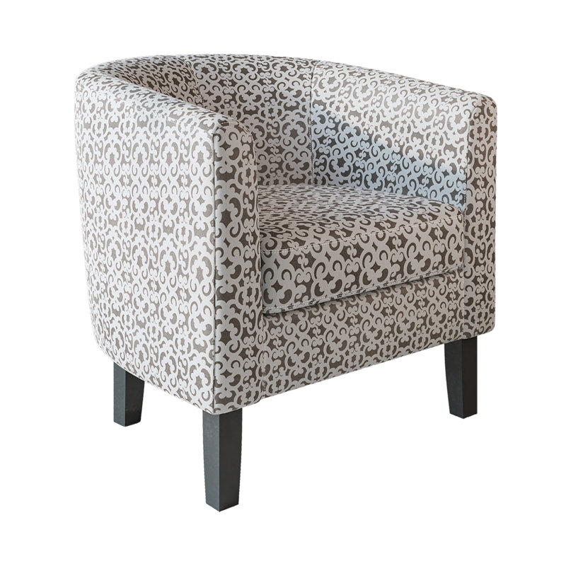 Fauteuil demi-tonneau de 26,77 po Munson, Lin blanc / brun