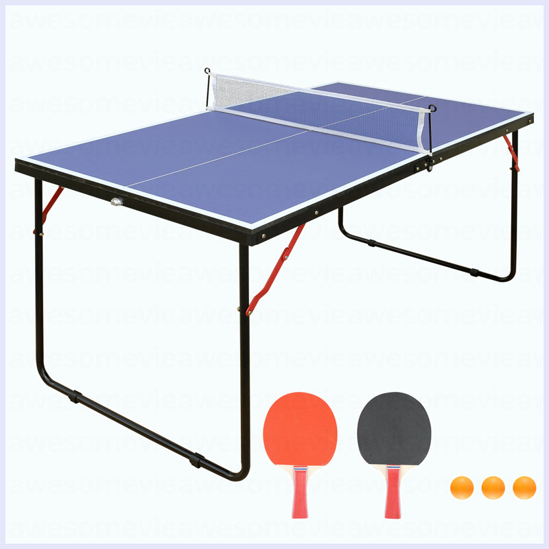 Ensemble de table de ping-pong pliable et portable de 4,5 pi avec filet et 2 raquettes de tennis de table pliable et portable