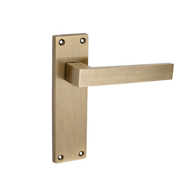 Golden Grace 4 Pairs Victorian Delta Scroll Interior Door Handle on Backplate Antique Brass with 2.5" Latch & Hinges - 150mm x 40mm