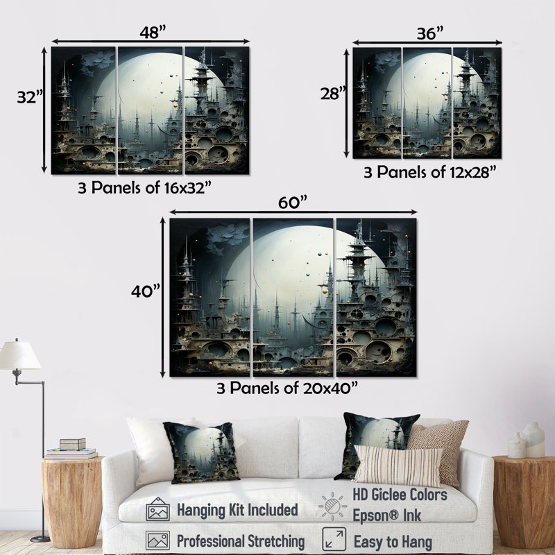 Surréalisme au clair de lune, Cultures du monde, ensemble d'art mural surréalisme, H 40 po x l 60 po x P 1 po