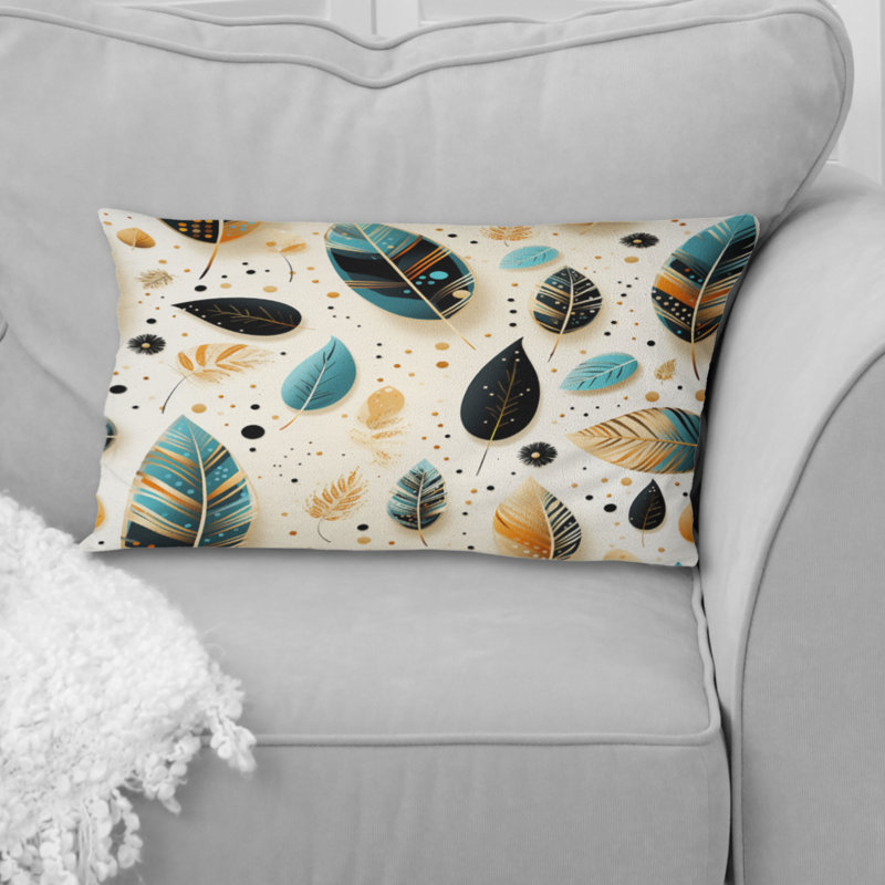 Beige et bleu Boho Chic Feathers Charms - Coussin décoratif Abstract Coral Reef Multicolor Azure - Coussin décoratif