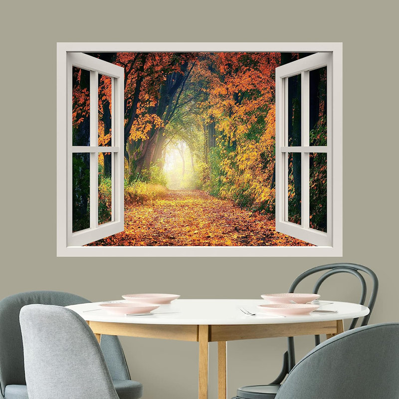 Sentier à travers la forêt d'automne, L 48 po x l 36 po