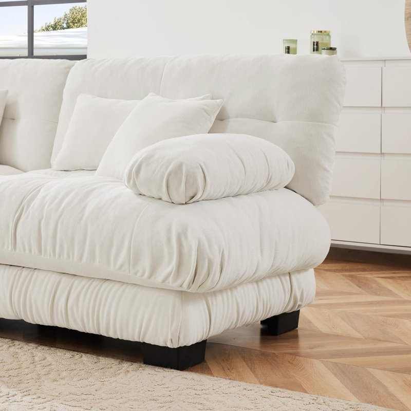 Canapé en chenille avec repose-pieds Cloud, Blanc, H 35,4 po x l 133,8 po x P 59,6 po, 5