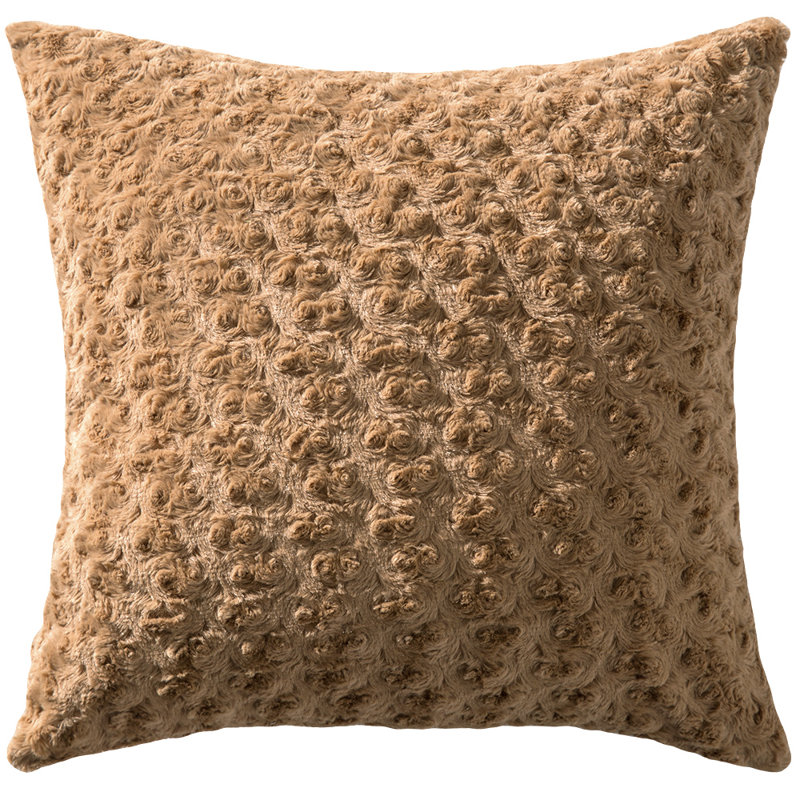 Faux Fur Throw Pillow, Brown, 16"H x 16"W