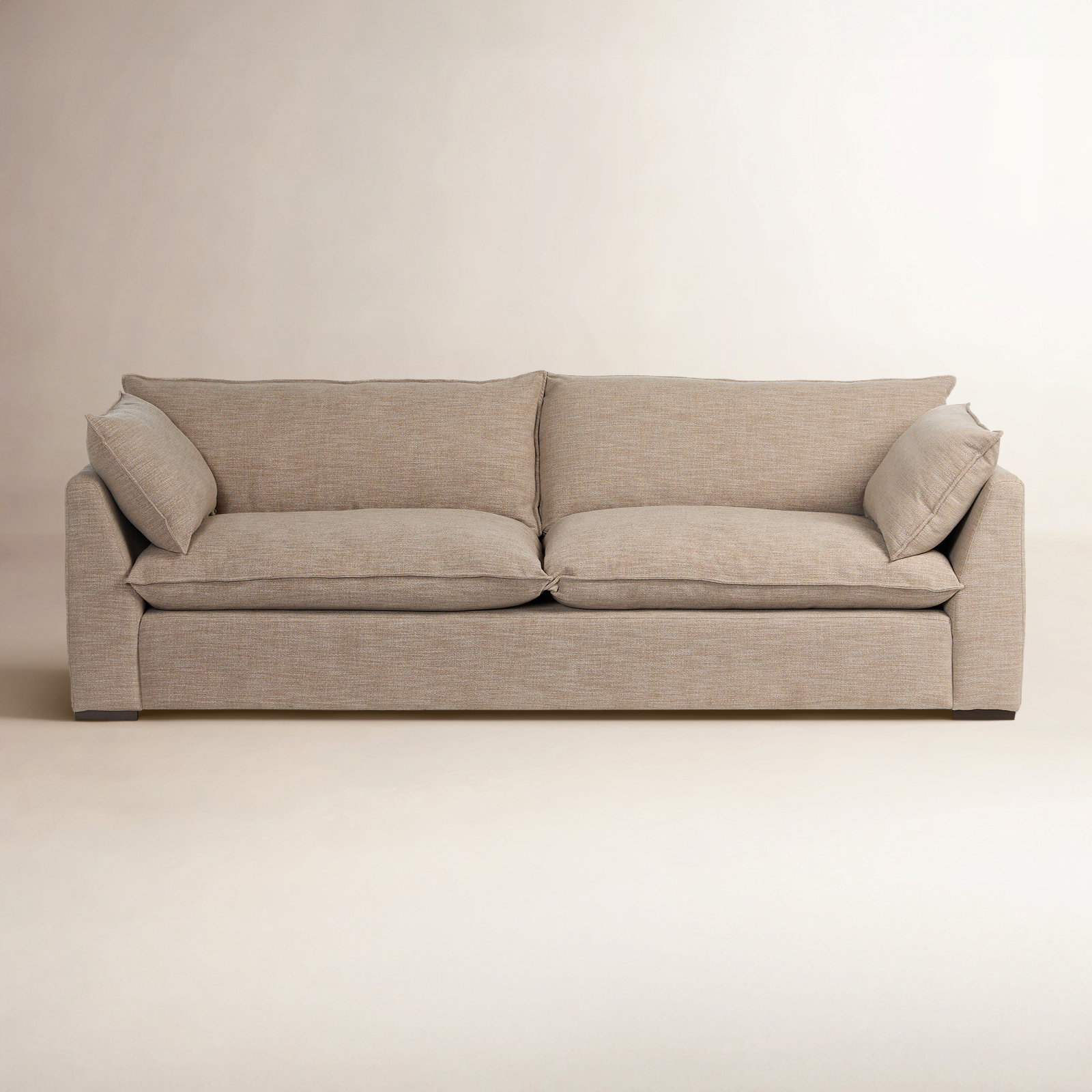 Hestia 108'' Upholstered Sofa, Laken Stone Polyester Blend