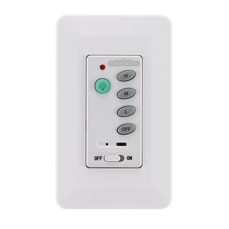Ceiling Fan Wall Control with Receiver Non-Reversing - 3 Speed Fan and Light - White, White