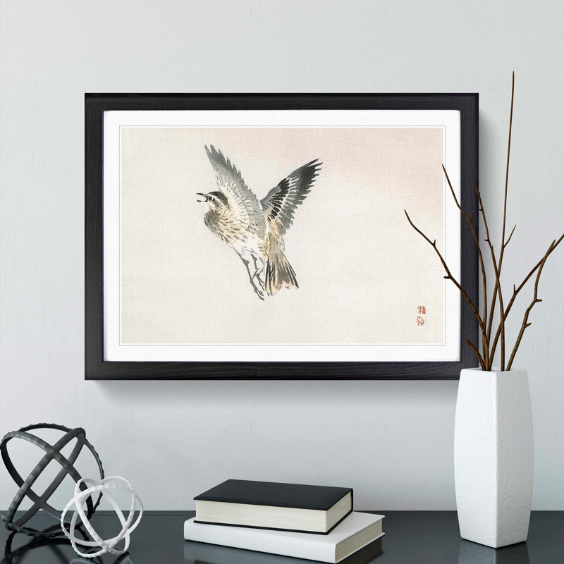 Sparrow Bird by Kono Baireir - Picture Frame Graphic Art Print, Black Framed, 27cm H x 36cm W x 2cm D