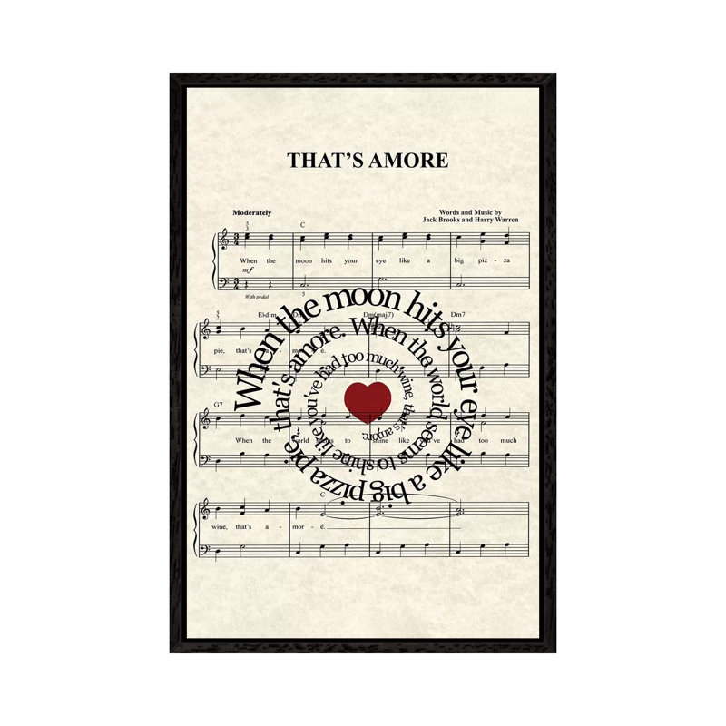 That's Amore - Print on Canvas, 101.6 cm H x 66.04 cm W, Black Framed