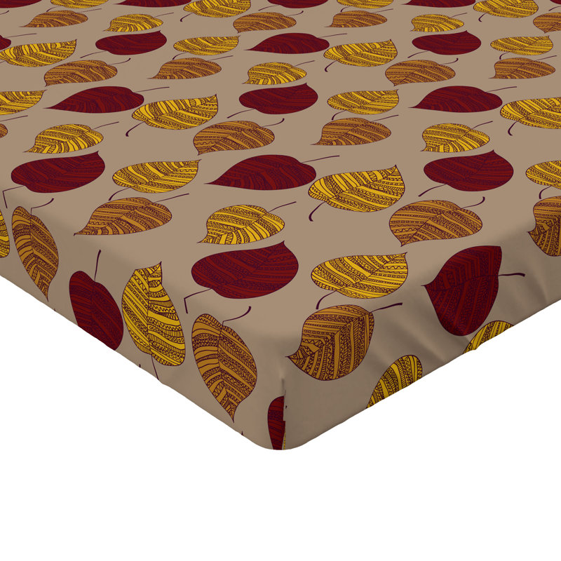 Drap-housse Ambesonne, Cacao, moutarde, rubis / floral, Drap-housse de taille très grand