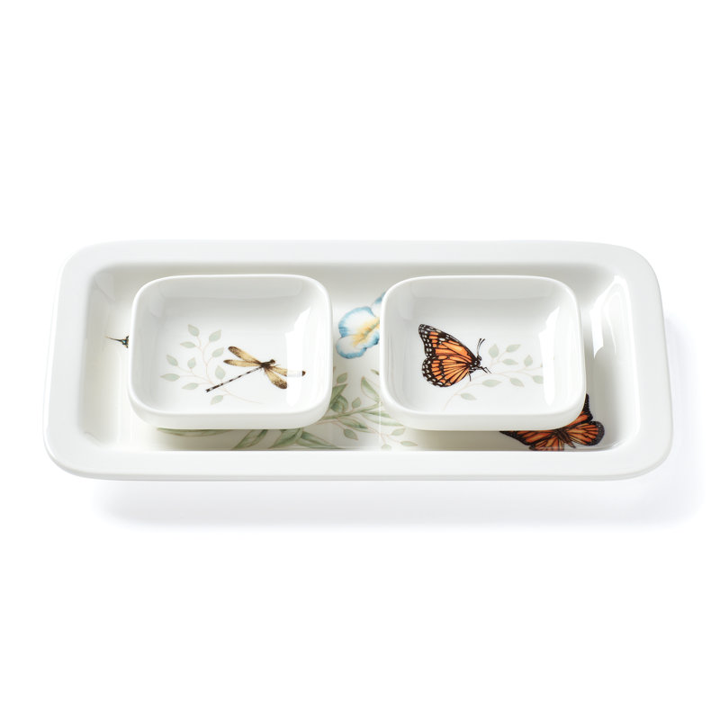 Assiette et bols à papillons