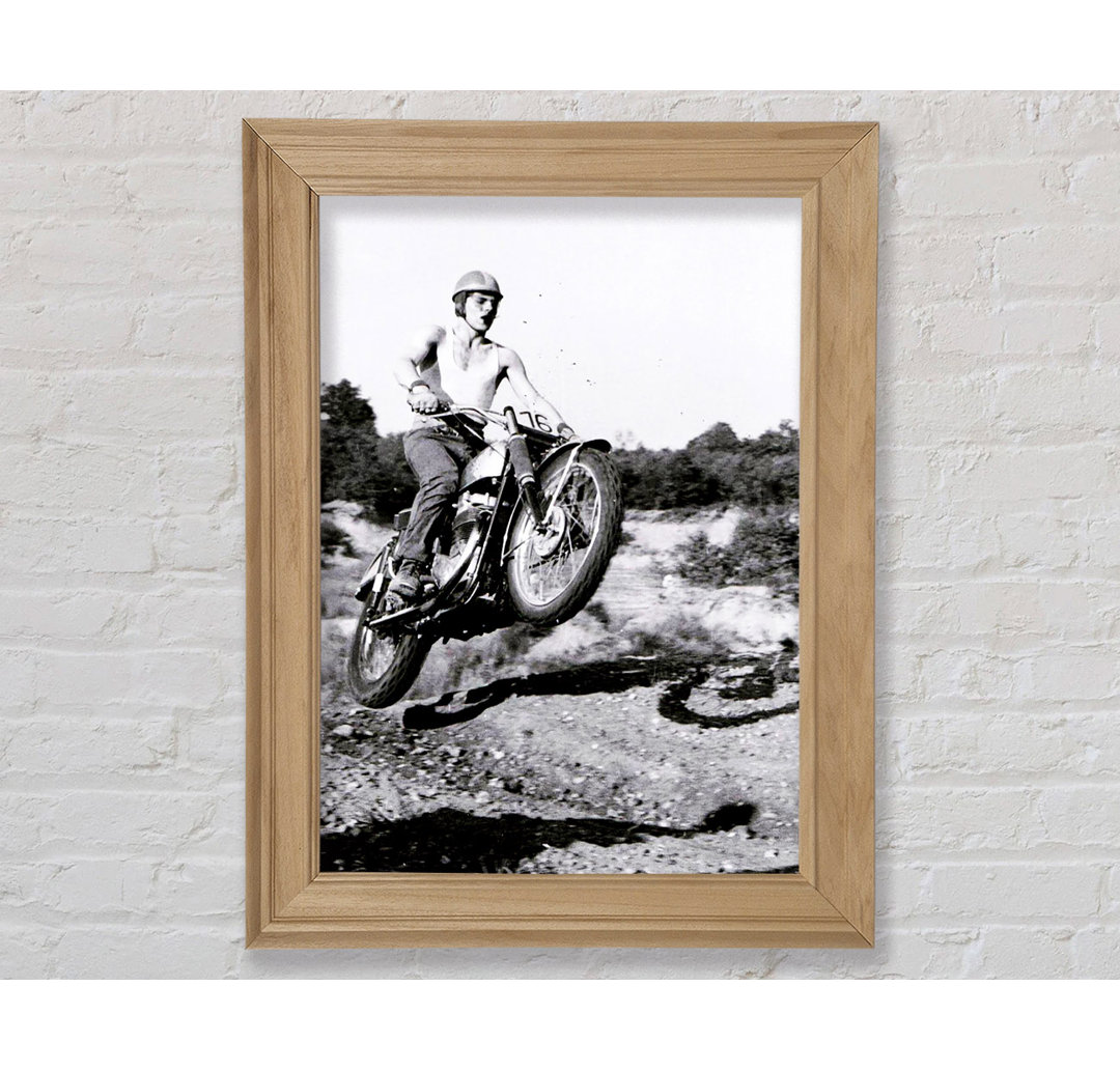 Retro Motorcross Wheelie - Einzelner Bilderrahmen Kunstdrucke