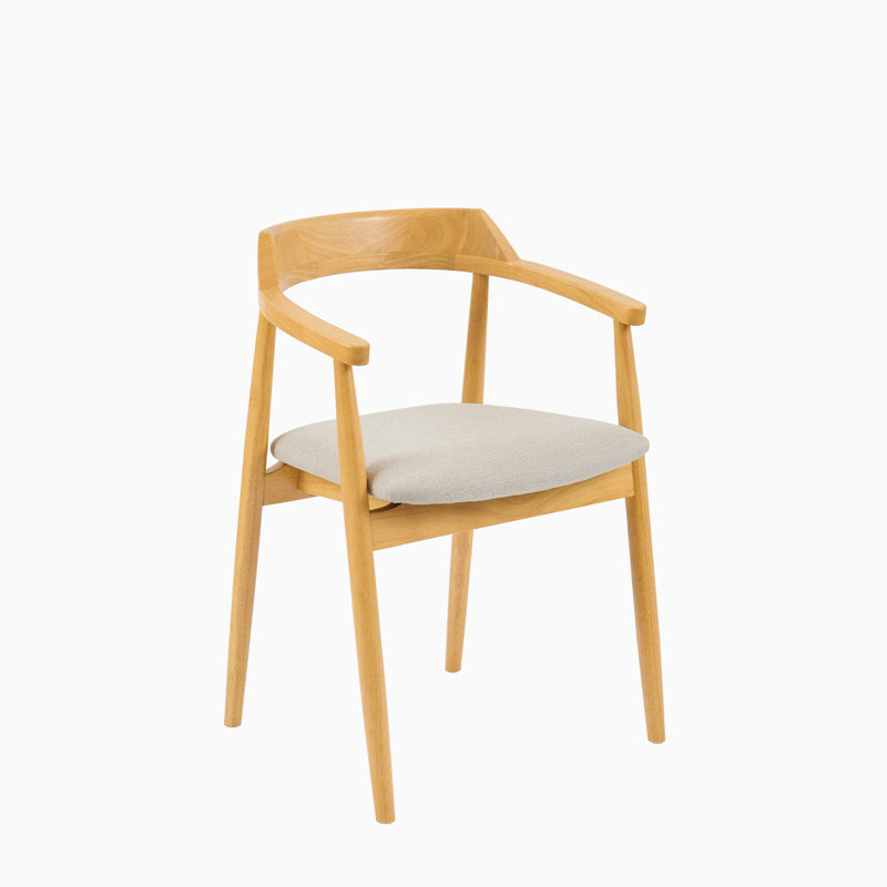 49cm H Polyester Upholstered Low Back Armchair, Fawn Linen, Pale oak