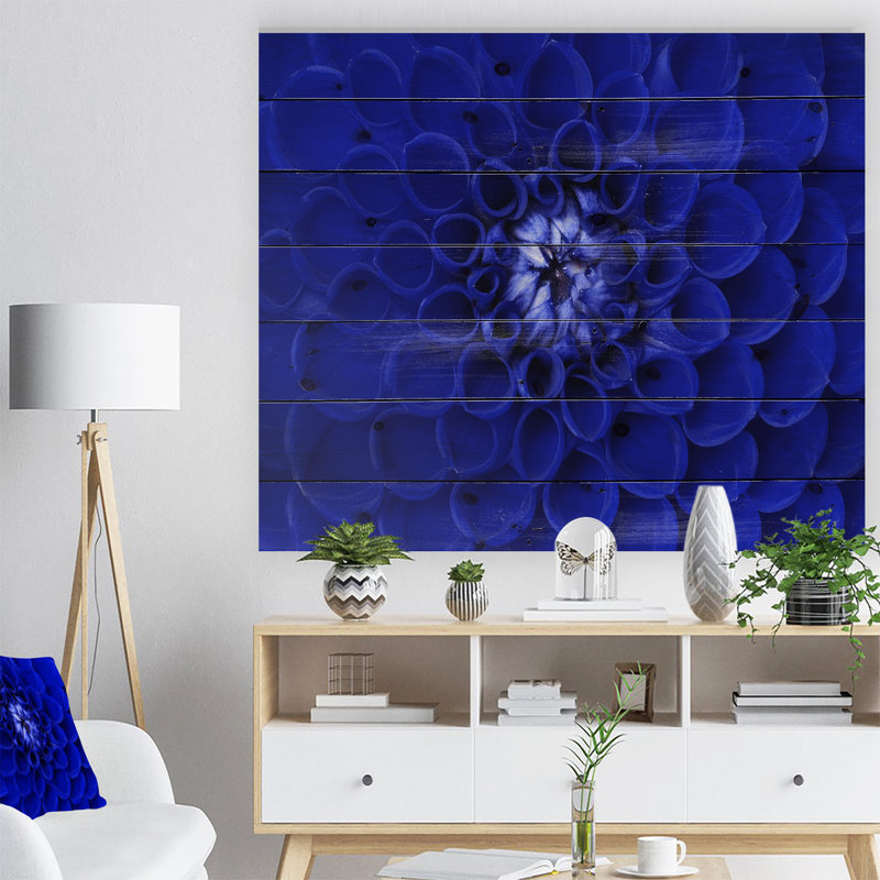 Photographie « abstract blue floral design », H 15 po x l 20 po x P 1 po, Bois